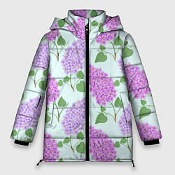 Куртка зимняя женская Лиловая и розовая сирень, цвет: 3D-черный