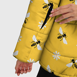 Куртка зимняя женская Пчелы и цветы паттерн, цвет: 3D-красный — фото 2