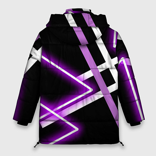 Женская зимняя куртка Фиолетовые полоски с неоном / 3D-Черный – фото 2