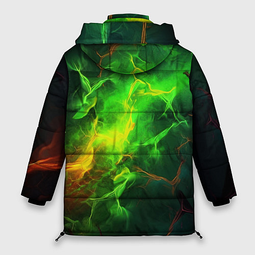 Женская зимняя куртка Зеленое свечение молния / 3D-Черный – фото 2