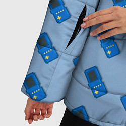 Куртка зимняя женская Синяя консоль тетрис, цвет: 3D-черный — фото 2
