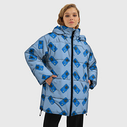 Куртка зимняя женская Синяя консоль тетрис, цвет: 3D-черный — фото 2