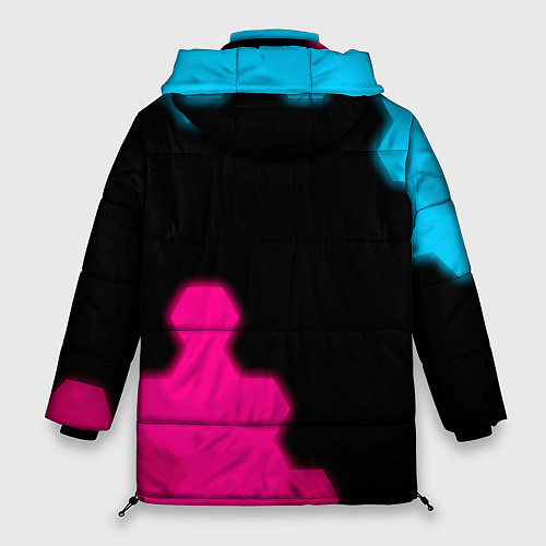 Женская зимняя куртка Fallout - neon gradient: надпись, символ / 3D-Черный – фото 2