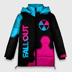 Куртка зимняя женская Fallout - neon gradient: надпись, символ, цвет: 3D-черный