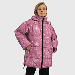 Куртка зимняя женская Влюбленным паттерн, цвет: 3D-черный — фото 2