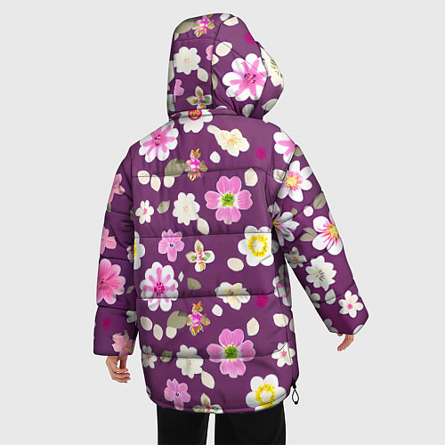 Женская зимняя куртка Цветы сакуры / 3D-Светло-серый – фото 4