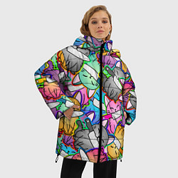 Куртка зимняя женская Перенаселение котиков, цвет: 3D-красный — фото 2