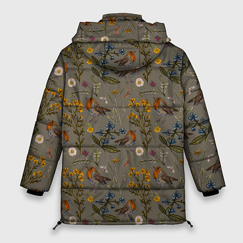 Женская зимняя куртка Малиновки и зверобой / 3D-Черный – фото 2