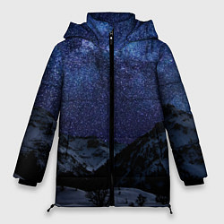 Куртка зимняя женская Снежные горы и космос, цвет: 3D-красный
