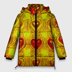 Женская зимняя куртка Узор рубиновые сердца
