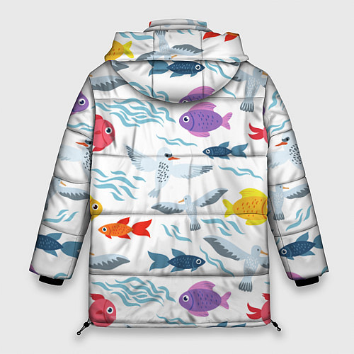 Женская зимняя куртка Рыбы и чайки / 3D-Черный – фото 2
