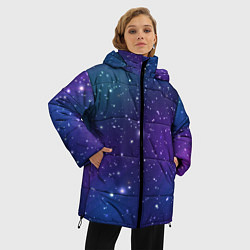 Куртка зимняя женская Фиолетовая розовая звездная туманность в космосе, цвет: 3D-красный — фото 2