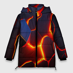 Куртка зимняя женская Неоновые трещины, цвет: 3D-светло-серый