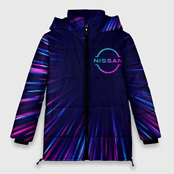 Куртка зимняя женская Nissan neon speed lines, цвет: 3D-черный