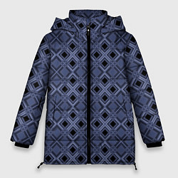 Куртка зимняя женская Геометрический узор в черно-синих тонах, цвет: 3D-красный