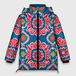Куртка зимняя женская Абстракция: мандалы, цвет: 3D-черный