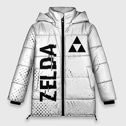 Куртка зимняя женская Zelda glitch на светлом фоне: надпись, символ, цвет: 3D-черный