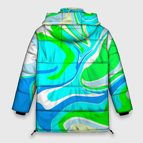 Женская зимняя куртка Абстракция сине-зеленая / 3D-Черный – фото 2