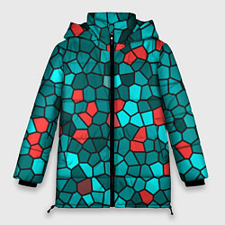 Куртка зимняя женская Мозаика бирюзовый, цвет: 3D-черный