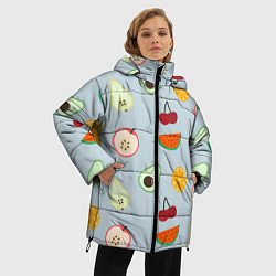 Куртка зимняя женская Фруктики, цвет: 3D-черный — фото 2