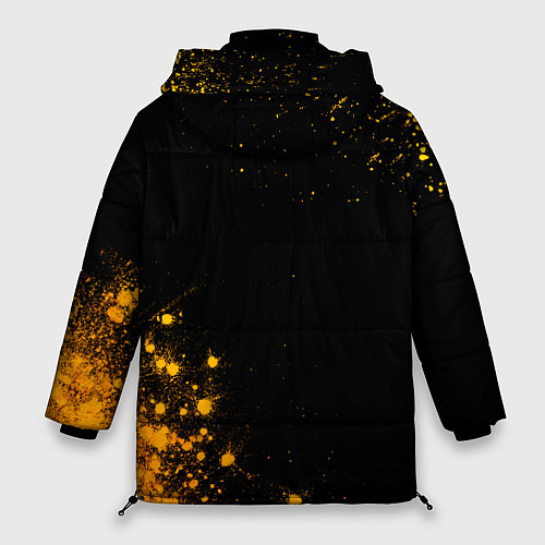 Женская зимняя куртка JoJo Bizarre Adventure - gold gradient: надпись, с / 3D-Черный – фото 2