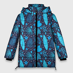 Куртка зимняя женская Экзотические листья, цвет: 3D-черный