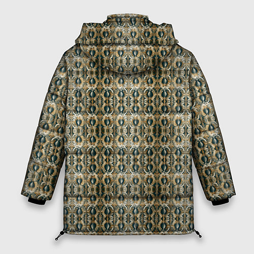 Женская зимняя куртка Золотистые симметричные узоры / 3D-Черный – фото 2