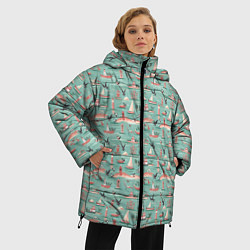 Куртка зимняя женская Маленькие кораблики, цвет: 3D-черный — фото 2