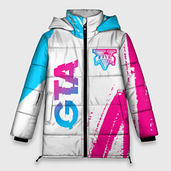 Куртка зимняя женская GTA neon gradient style: надпись, символ, цвет: 3D-черный