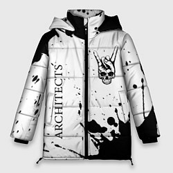 Куртка зимняя женская Architects и рок символ на светлом фоне, цвет: 3D-черный