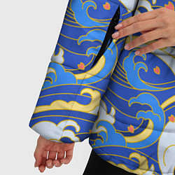 Куртка зимняя женская Японский традиционный узор волн, цвет: 3D-светло-серый — фото 2