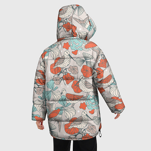 Женская зимняя куртка Птички и маки / 3D-Светло-серый – фото 4