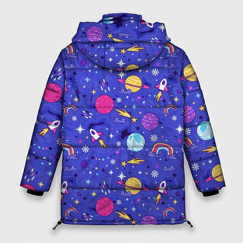 Женская зимняя куртка Планеты и кометы / 3D-Черный – фото 2