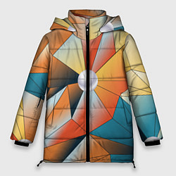Куртка зимняя женская Жемчужина - градиент из полигональных треугольнико, цвет: 3D-красный