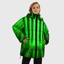 Куртка зимняя женская Зеленые неоновый световой фон, цвет: 3D-красный — фото 2