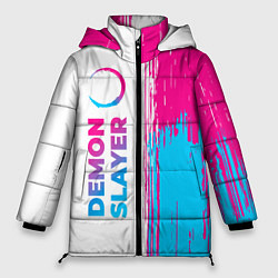 Куртка зимняя женская Demon Slayer neon gradient style: по-вертикали, цвет: 3D-черный