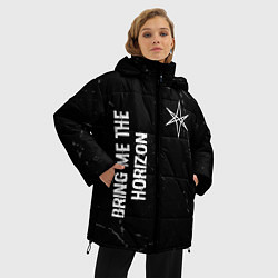Куртка зимняя женская Bring Me the Horizon glitch на темном фоне: надпис, цвет: 3D-черный — фото 2