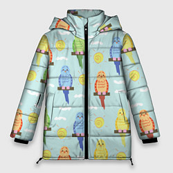 Куртка зимняя женская Попугайчики, цвет: 3D-светло-серый