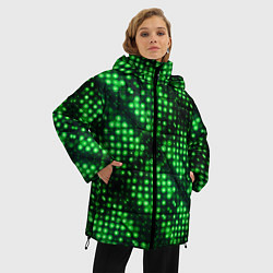 Куртка зимняя женская Яркие зеленые точки, цвет: 3D-черный — фото 2