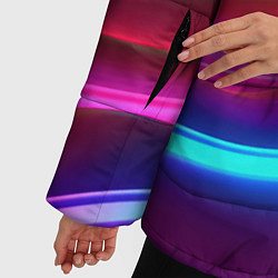 Куртка зимняя женская Неоновые волны фиолетового оттенка, цвет: 3D-черный — фото 2