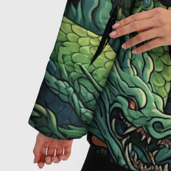Куртка зимняя женская Зеленые драконы: арт нейросети, цвет: 3D-черный — фото 2