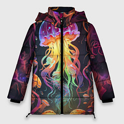 Куртка зимняя женская Фантастическая медуза, цвет: 3D-красный