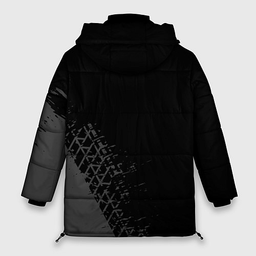 Женская зимняя куртка Ford speed на темном фоне со следами шин: надпись, / 3D-Черный – фото 2