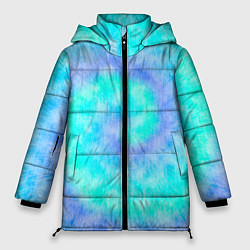 Куртка зимняя женская Тай дай морская волна, цвет: 3D-черный