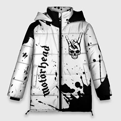 Куртка зимняя женская Motorhead и рок символ на светлом фоне, цвет: 3D-черный