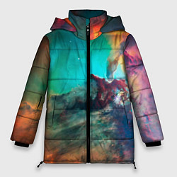 Куртка зимняя женская Аморфный цветастый космос, цвет: 3D-красный