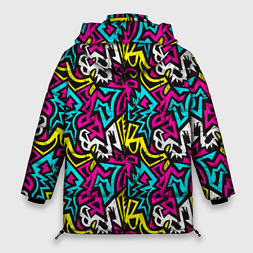 Женская зимняя куртка Цветные зигзаги Colored zigzags / 3D-Черный – фото 2