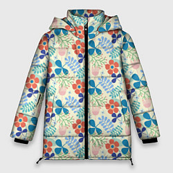 Женская зимняя куртка Цветочки листочки