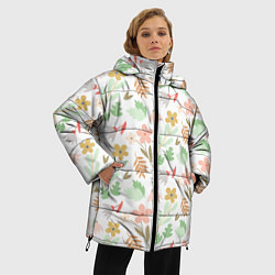 Куртка зимняя женская Листики цветочки, цвет: 3D-красный — фото 2