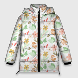 Женская зимняя куртка Листики цветочки